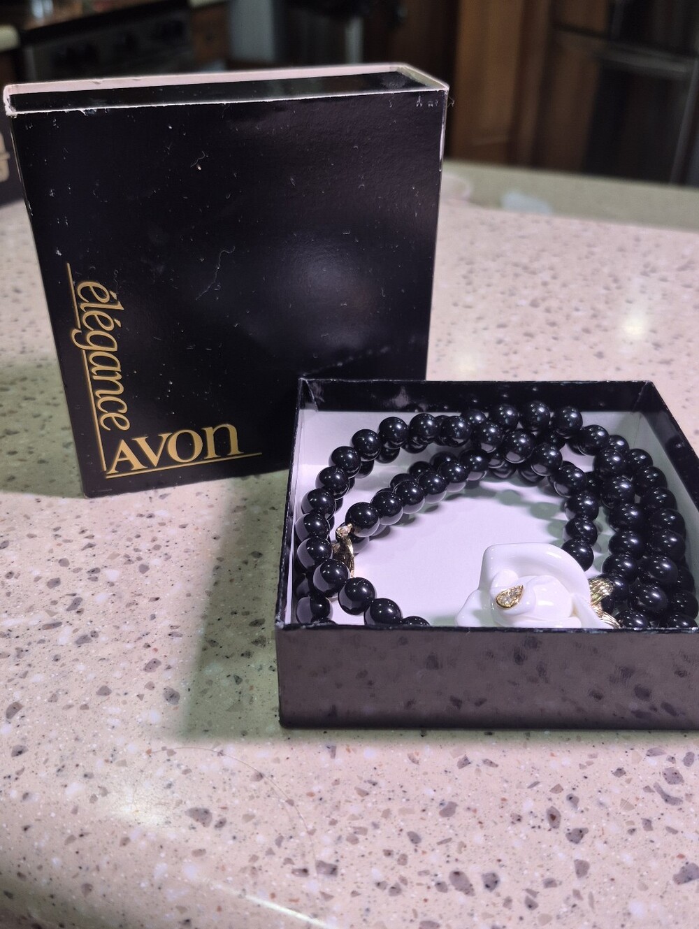 Vintage White Lucite Rose Necklace By Avon